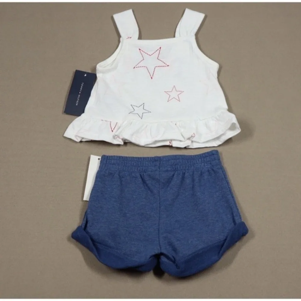 Tommy Hilfiger Baby Girls Stars Babydoll Tunic and Shorts Set - White - Size 12M